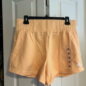 Adidas Orange Athletic Shorts Elastic Waistband Mid-Thigh